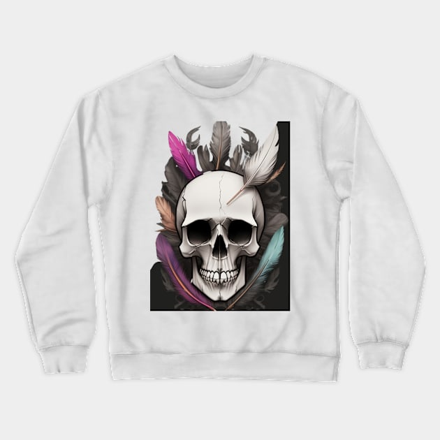 skull with feathers Crewneck Sweatshirt by BeeFlash